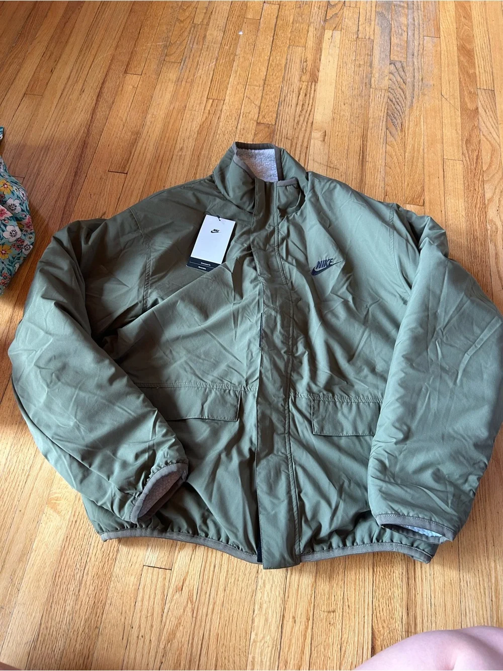Nike sportswear club fleece plus reversible winterized top jacket - olive